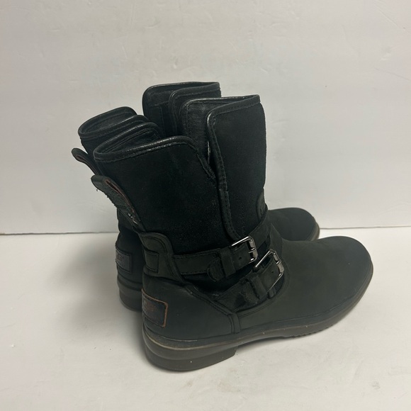 Ugg Boots Simmons Waterproof Rain Outdoor Black Leather Women 6-6.5 Comfort - Picture 6 of 15